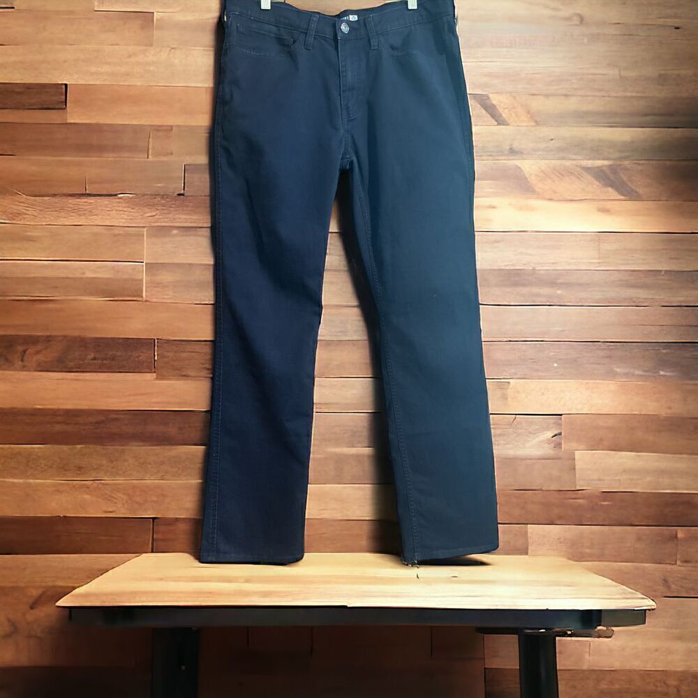 Dockers Straight Fit Dark Navy Blue Pants Cotton Blend Five-Pocket Design Zip